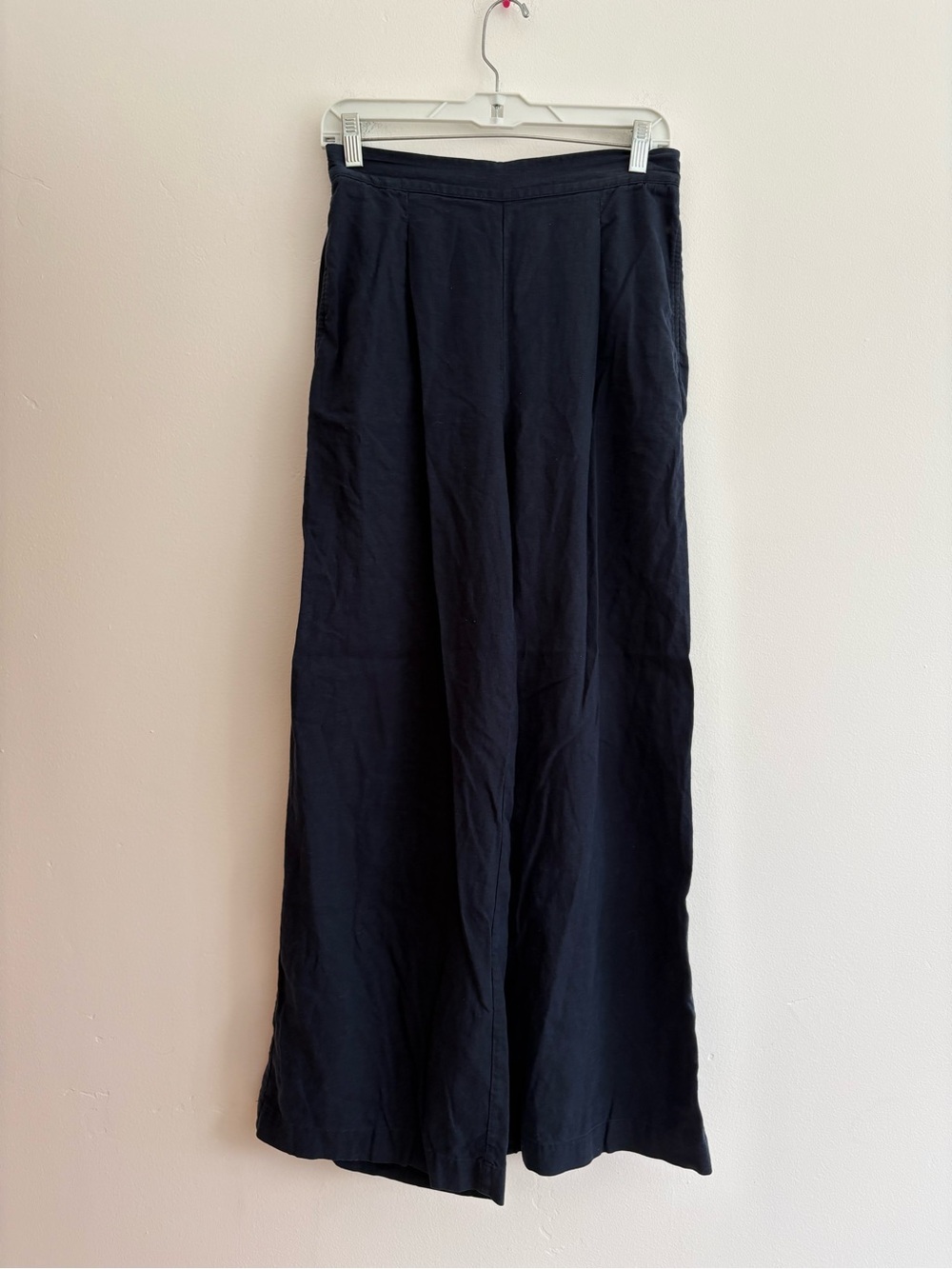 Madewell Linen Blend Wide Leg Pants Navy Blue Office Minimalist Travel Small